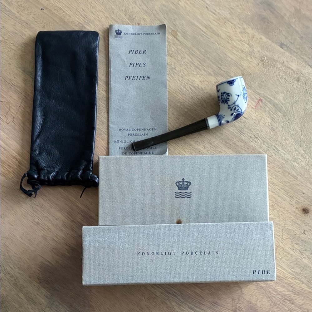 Royal Copenhagen Porcelain Pipe in Blue Floral Design
